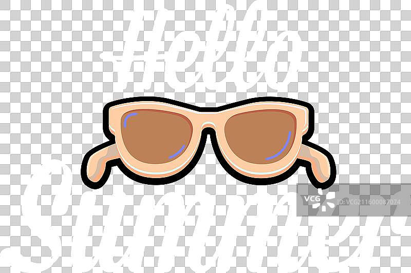 超级你好夏日横幅，带有文字和图片素材