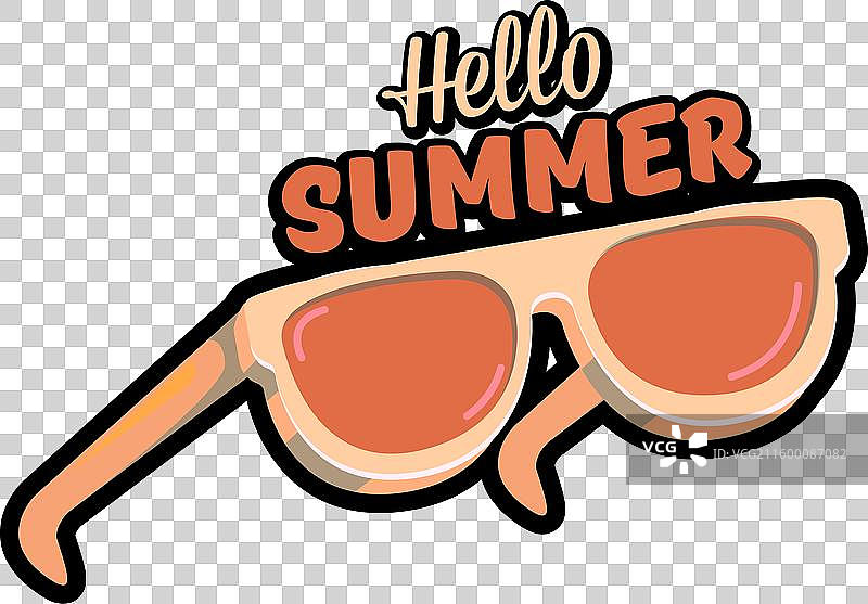 超级你好夏天横幅，带有文字和图片素材