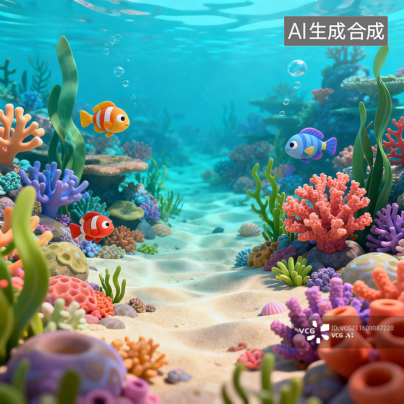 【AI数字艺术】五彩珊瑚礁与热带鱼图片素材