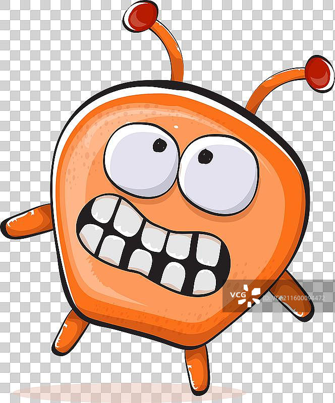 卡通搞笑橙色外星怪物，孤立的图片素材