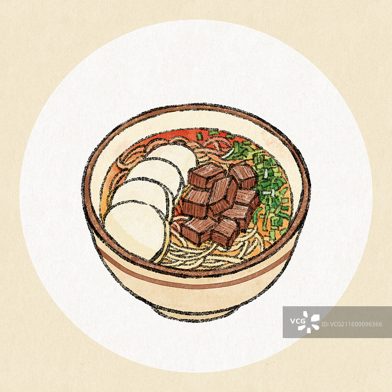 甘肃美食插画-兰州牛肉面图片素材