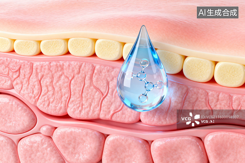 【AI数字艺术】皮肤结构与水分保湿示意图图片素材