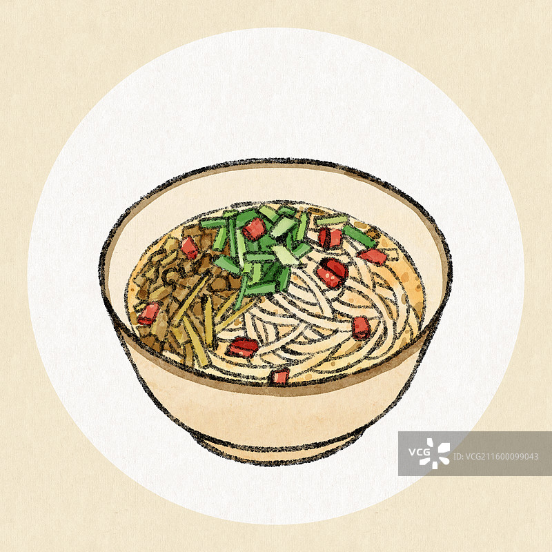 甘肃美食插画-浆水面图片素材