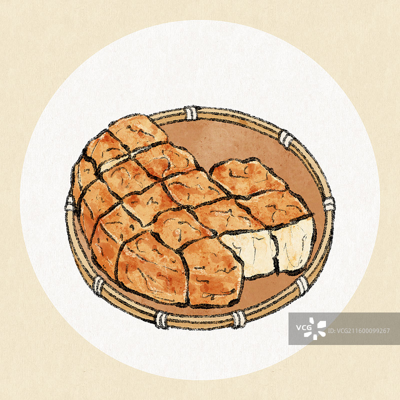 甘肃美食插画-猪油盒图片素材