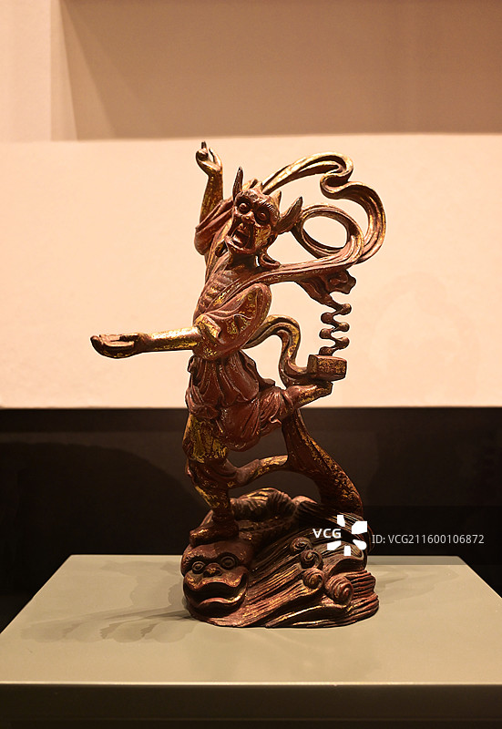 泉州 闽台缘博物馆 清代 木雕 魁星踢斗 夜叉 护法 彩绘 文物图片素材