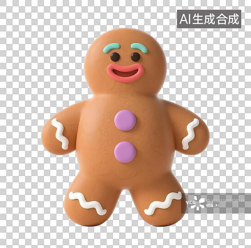 【AI数字艺术】AIGC：3D卡通可爱的姜饼人形象图片素材