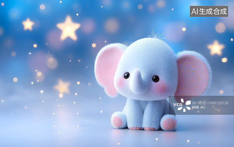 【AI数字艺术】一只可爱的卡通大象图片素材