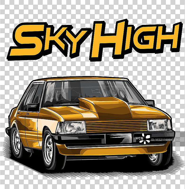 带有黑色条纹的黄色赛车图片素材