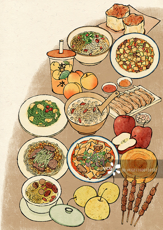 甘肃美食插画图片素材