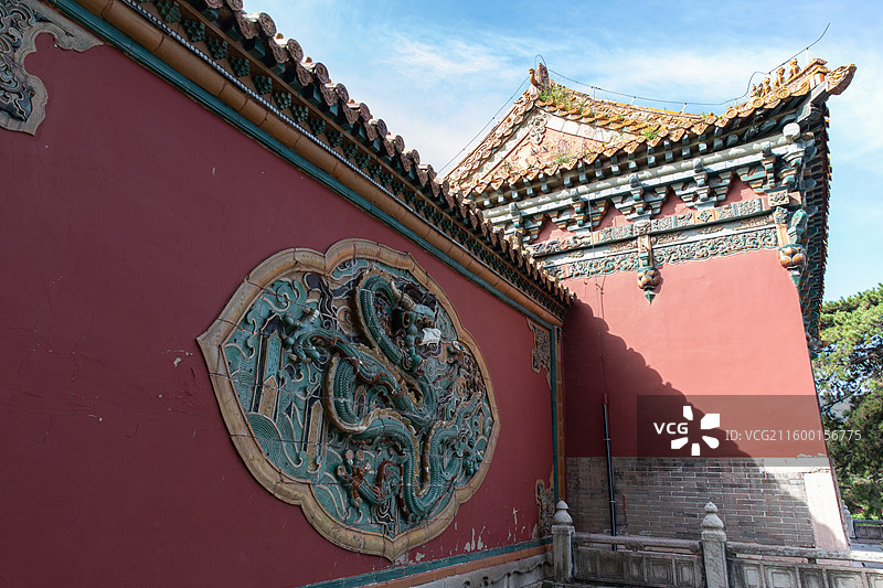 沈阳清昭陵正红门琉璃墙壁图片素材