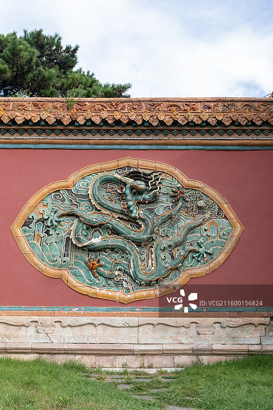 沈阳清昭陵正红门琉璃墙壁图片素材