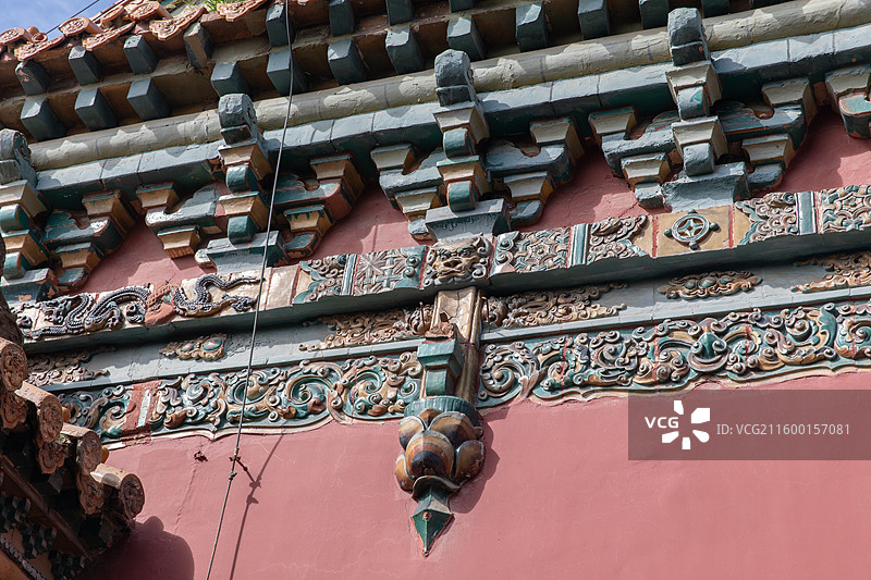 沈阳清昭陵正红门琉璃墙壁图片素材