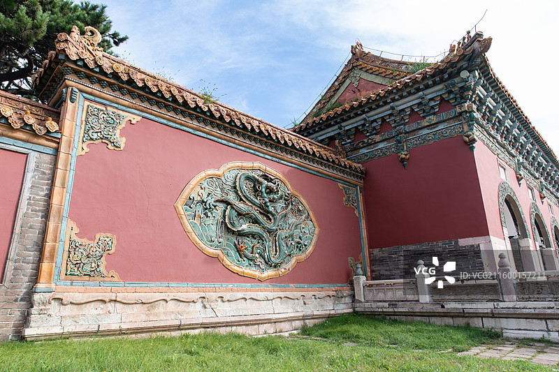 沈阳清昭陵正红门琉璃墙壁图片素材