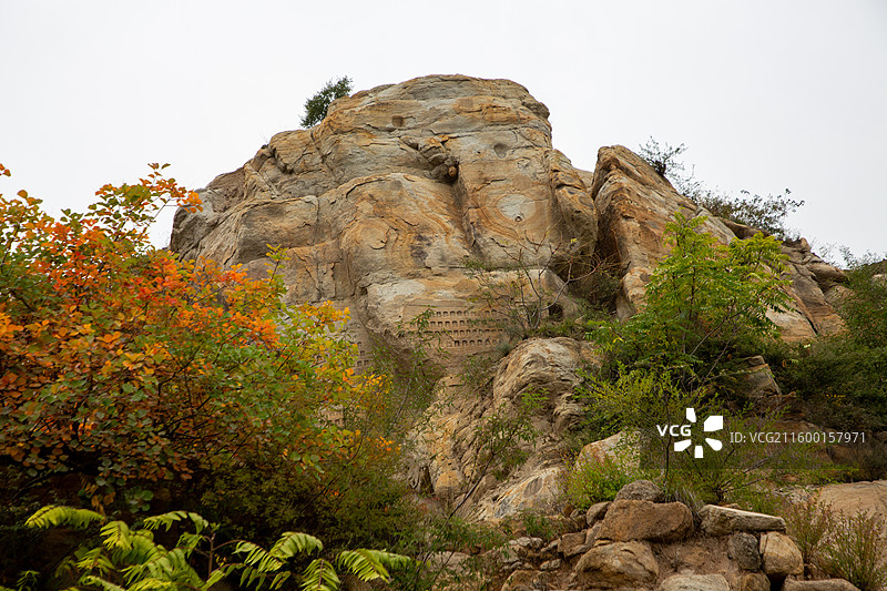 龙山石窟+童子寺遗址图片素材