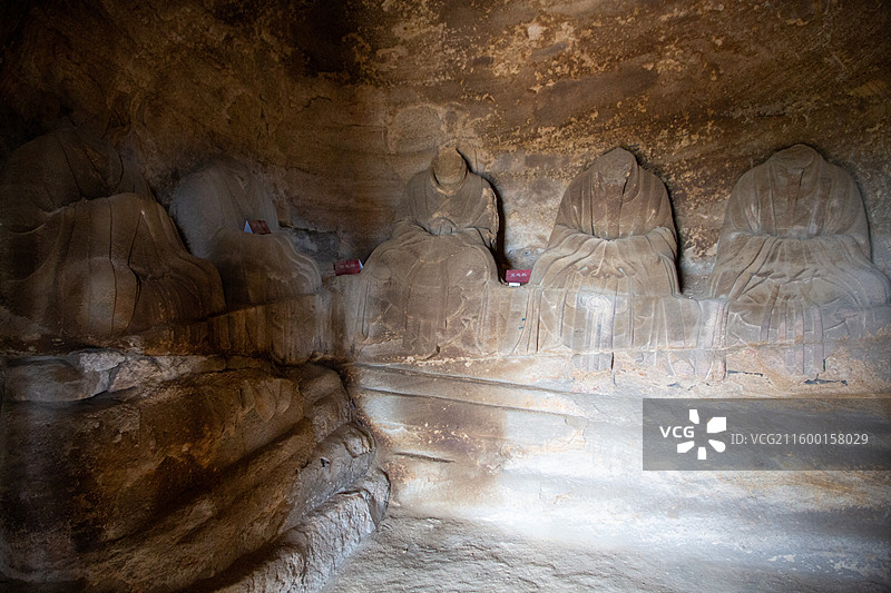 龙山石窟+童子寺遗址图片素材