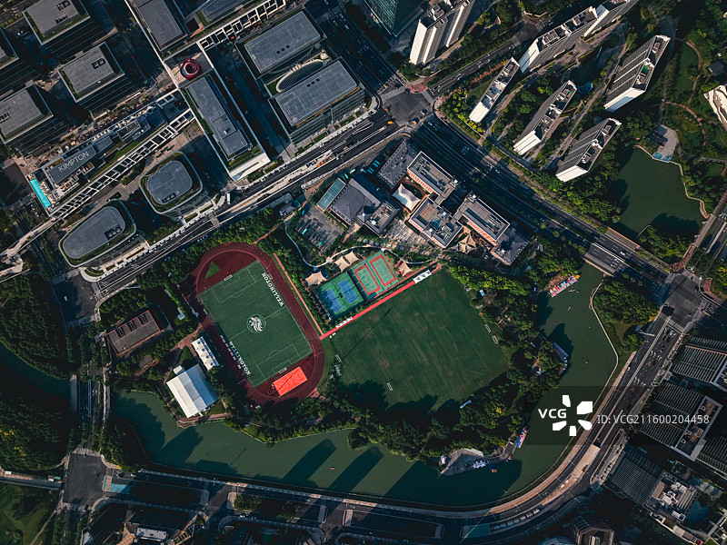 航拍上海浦东新区世博前滩图片素材