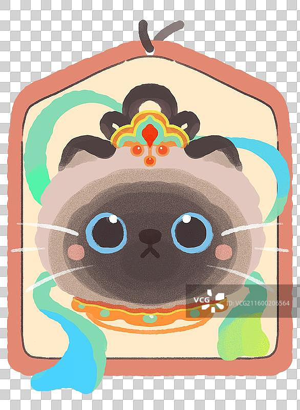 手绘卡通Q版可爱动物头像工牌证件照敦煌小猫图片素材