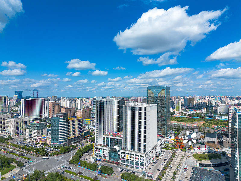 内蒙古鄂尔多斯东胜区城市风光航拍图片素材