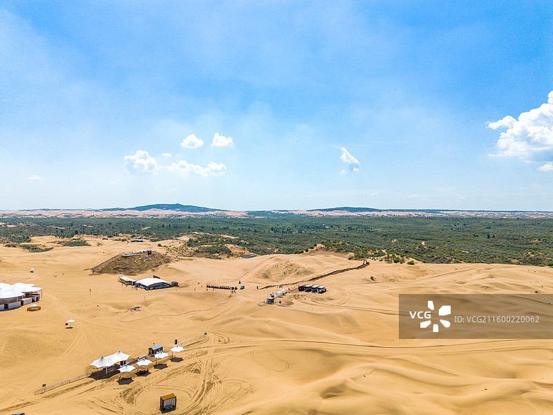 内蒙古鄂尔多斯银肯塔拉沙漠航拍图片素材
