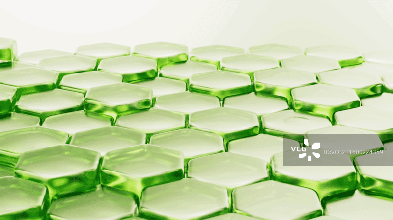 绿色透明六边形背景三维渲染图片素材