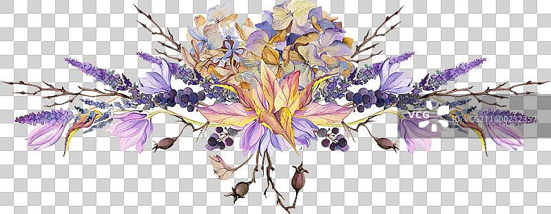 手绘水彩风质朴波西米亚植物插画图片素材