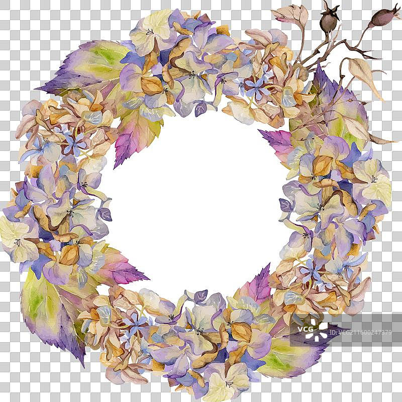 手绘水彩风格的颓废波西米亚风植物插画图片素材