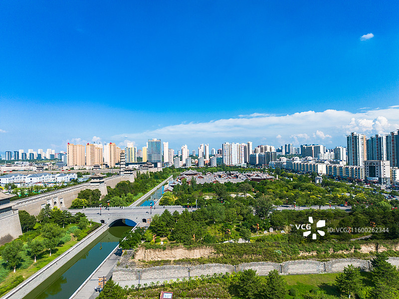 山西大同古城风光航拍图片素材