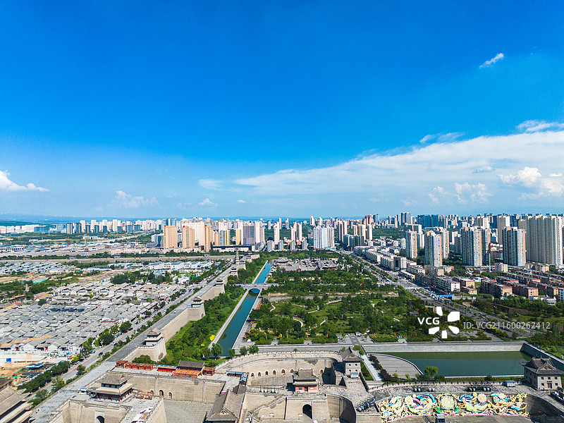 山西大同古城风光航拍图片素材