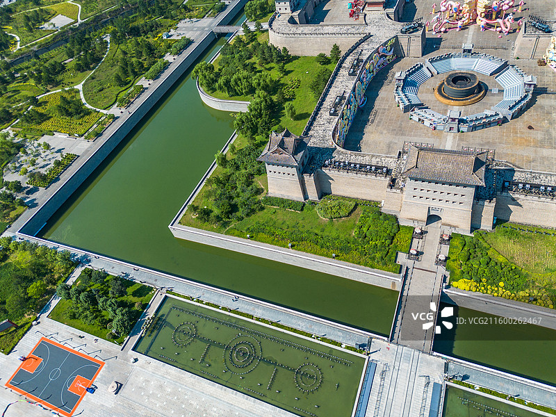 山西大同古城风光航拍图片素材