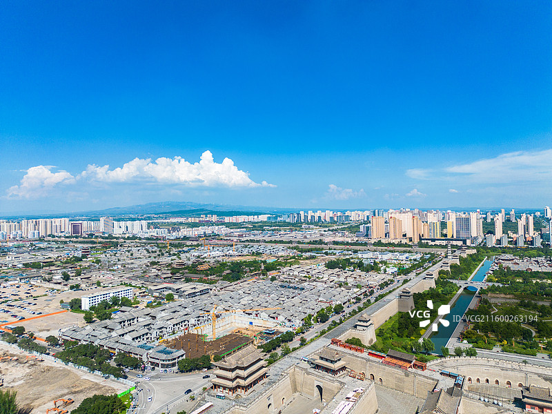 山西大同古城风光航拍图片素材