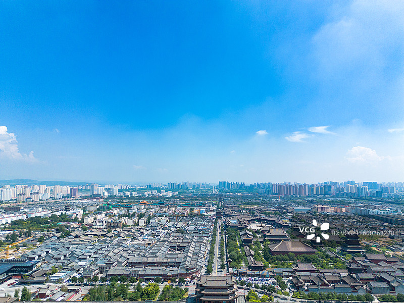 山西大同古城风光航拍图片素材