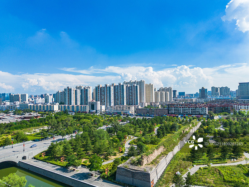 山西大同古城风光航拍图片素材