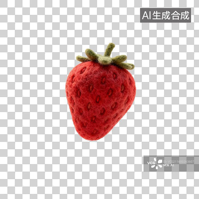 【AI数字艺术】手工毛毡制作的草莓图片素材