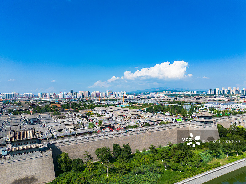 山西大同古城风光航拍图片素材