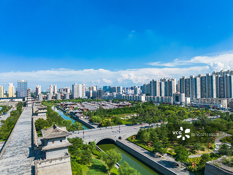 山西大同古城风光航拍图片素材