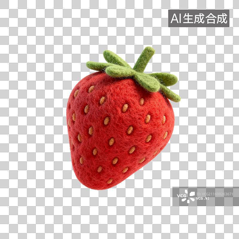 【AI数字艺术】手工毛毡制作的草莓图片素材