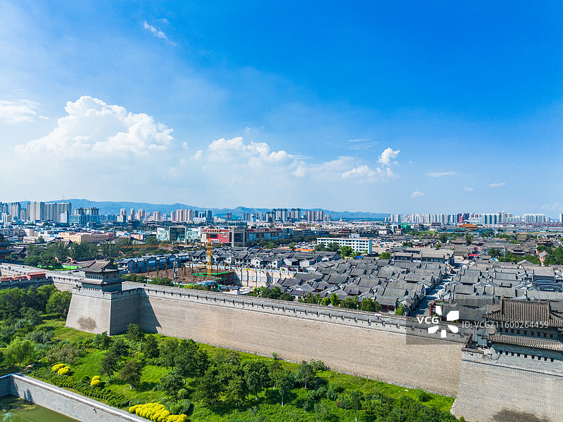 山西大同古城风光航拍图片素材