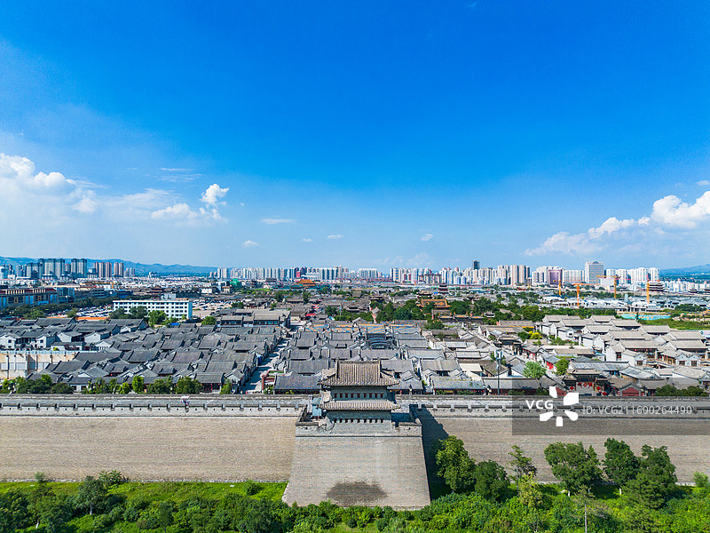 山西大同古城风光航拍图片素材
