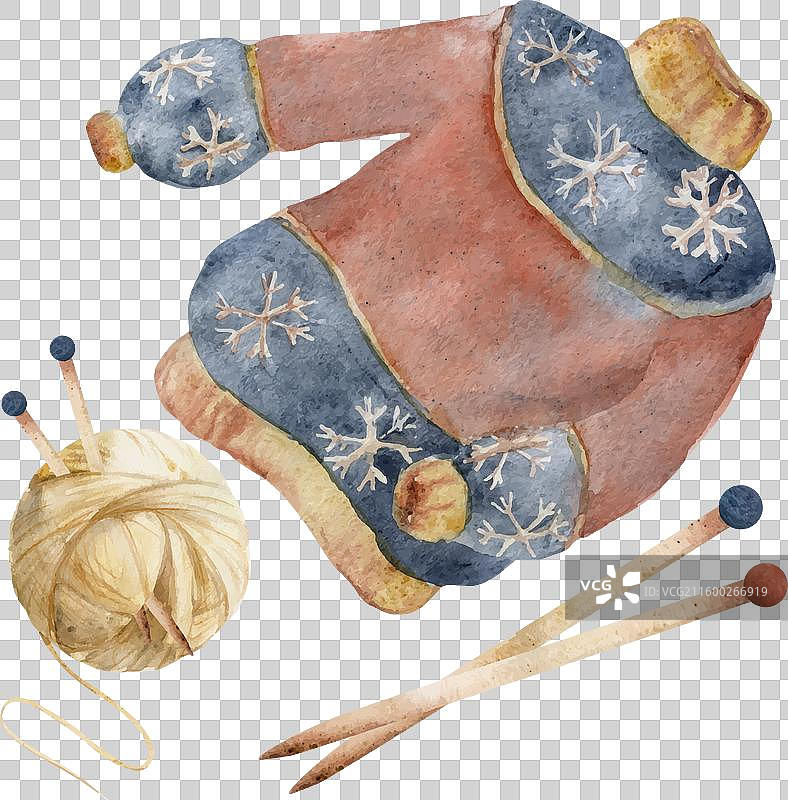 手绘水彩红蓝针织毛衣图片素材