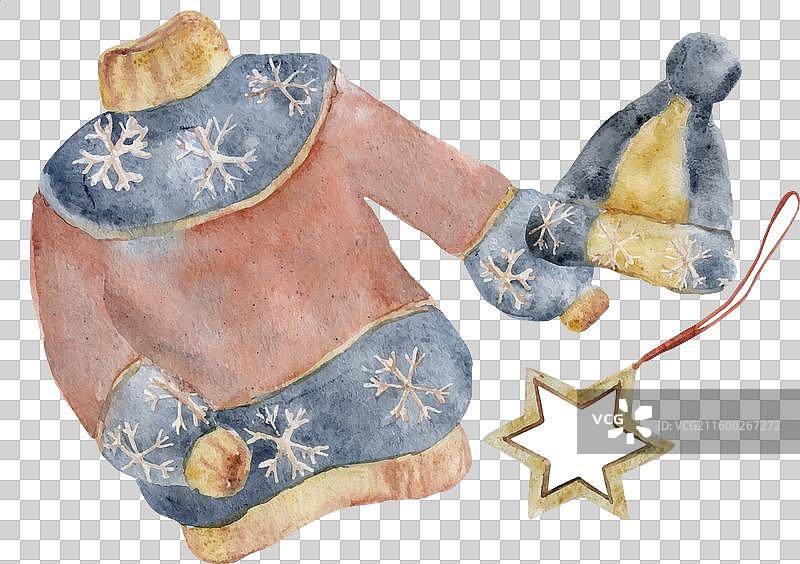 手绘水彩红蓝针织毛衣图片素材