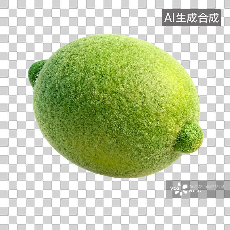 【AI数字艺术】一颗绿色的新鲜青柠特写图片素材