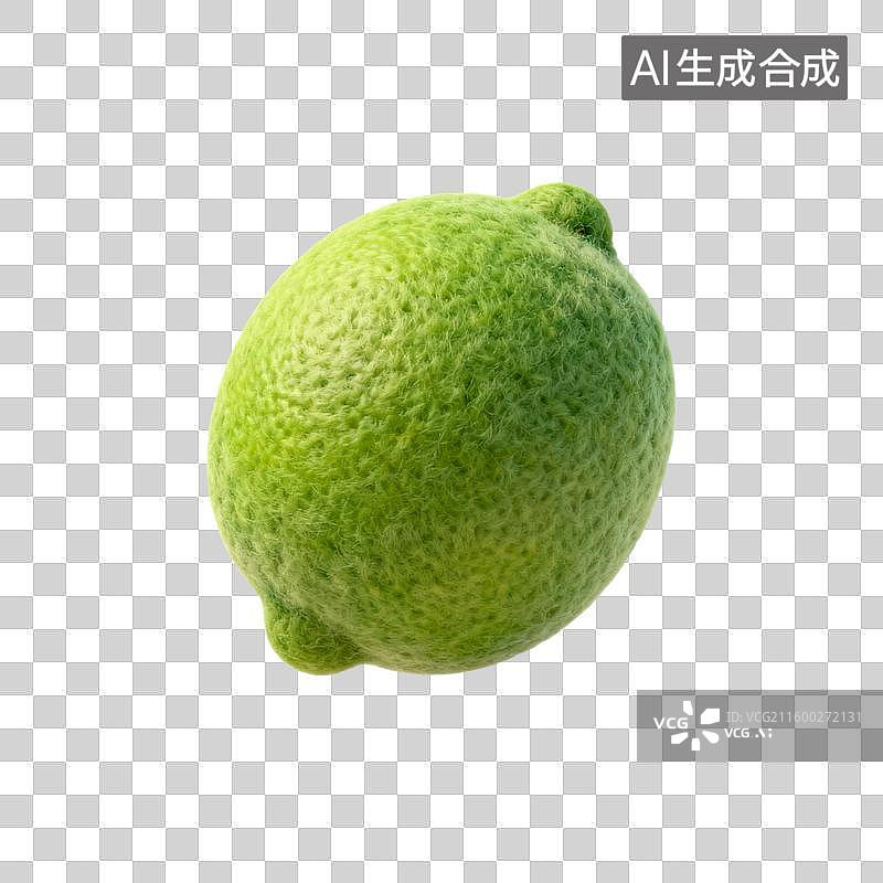 【AI数字艺术】一颗绿色的新鲜青柠特写图片素材
