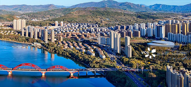 吉林市 丰满区 江南公园 松花江 江城广场 航拍图片素材