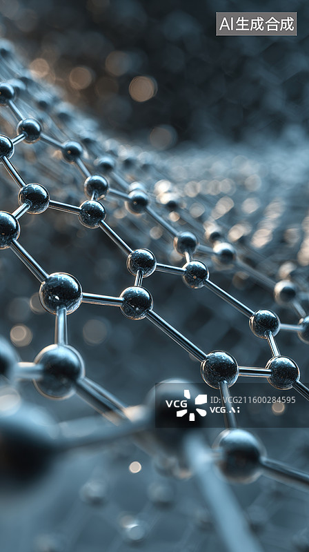 【AI数字艺术】碳原子网状结构特写图片素材