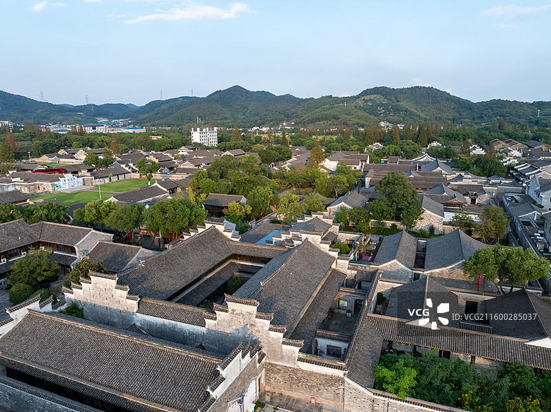 浙江宁波慈城古县城航拍图片素材