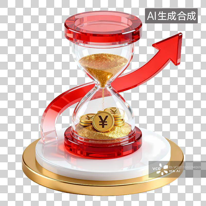 【AI数字艺术】沙漏与金币象征财富增长图片素材