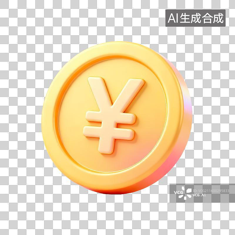 【AI数字艺术】金色日元硬币图标图片素材