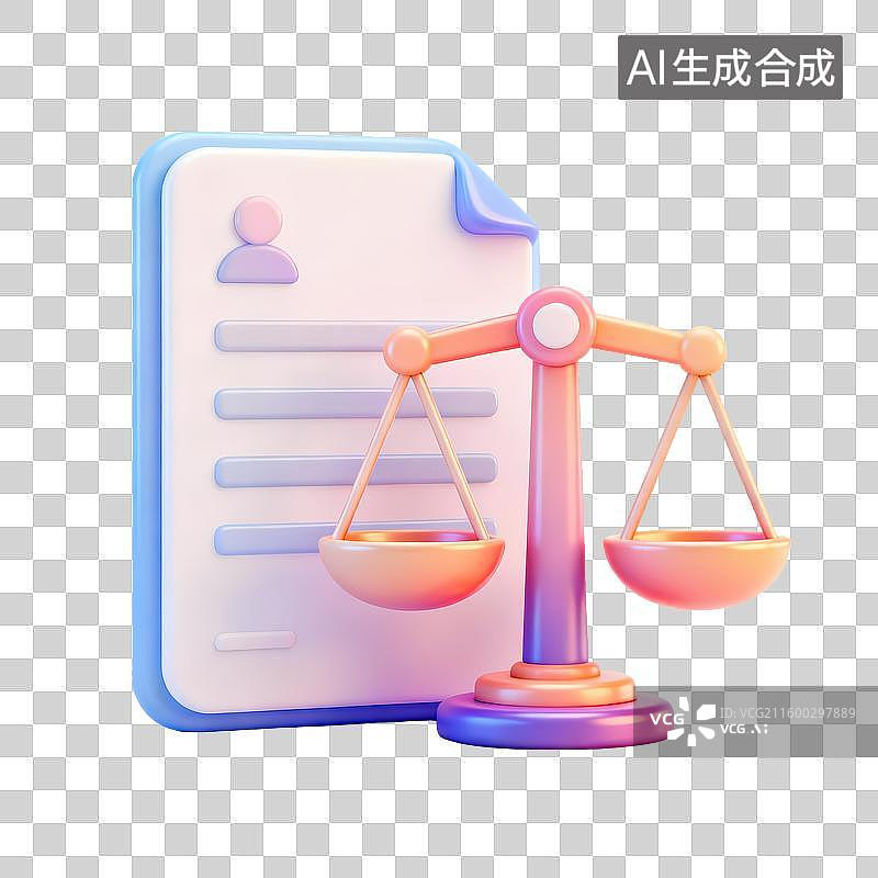 【AI数字艺术】天平与文件的平衡象征图片素材