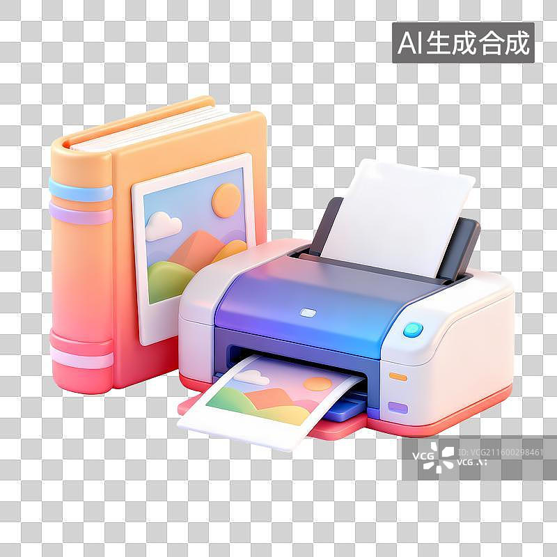 【AI数字艺术】彩色打印机与相册图片素材