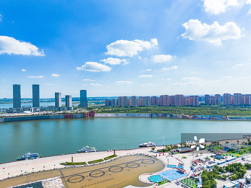 内蒙古鄂尔多斯康巴什城市风光航拍图片素材